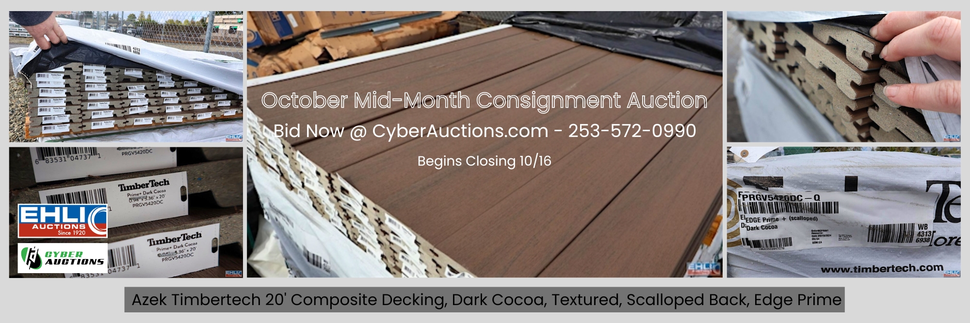 Azek Timbertech 20' Composite Decking, Dark Cocoa, Textured, Scalloped Back, Edge Prime (3)